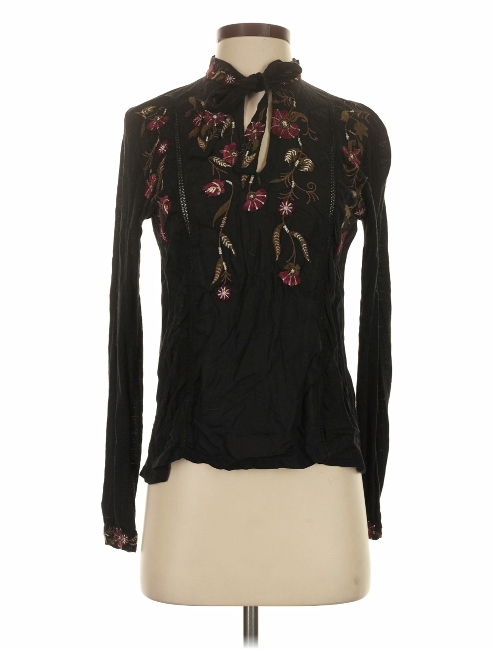 Lucky Brand Tie-Neck Long Sleeve Top